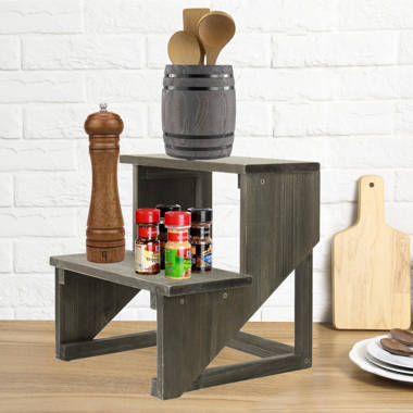 Gracie Oaks 2 Tier Tabletop Wood Spice Rack Wayfair